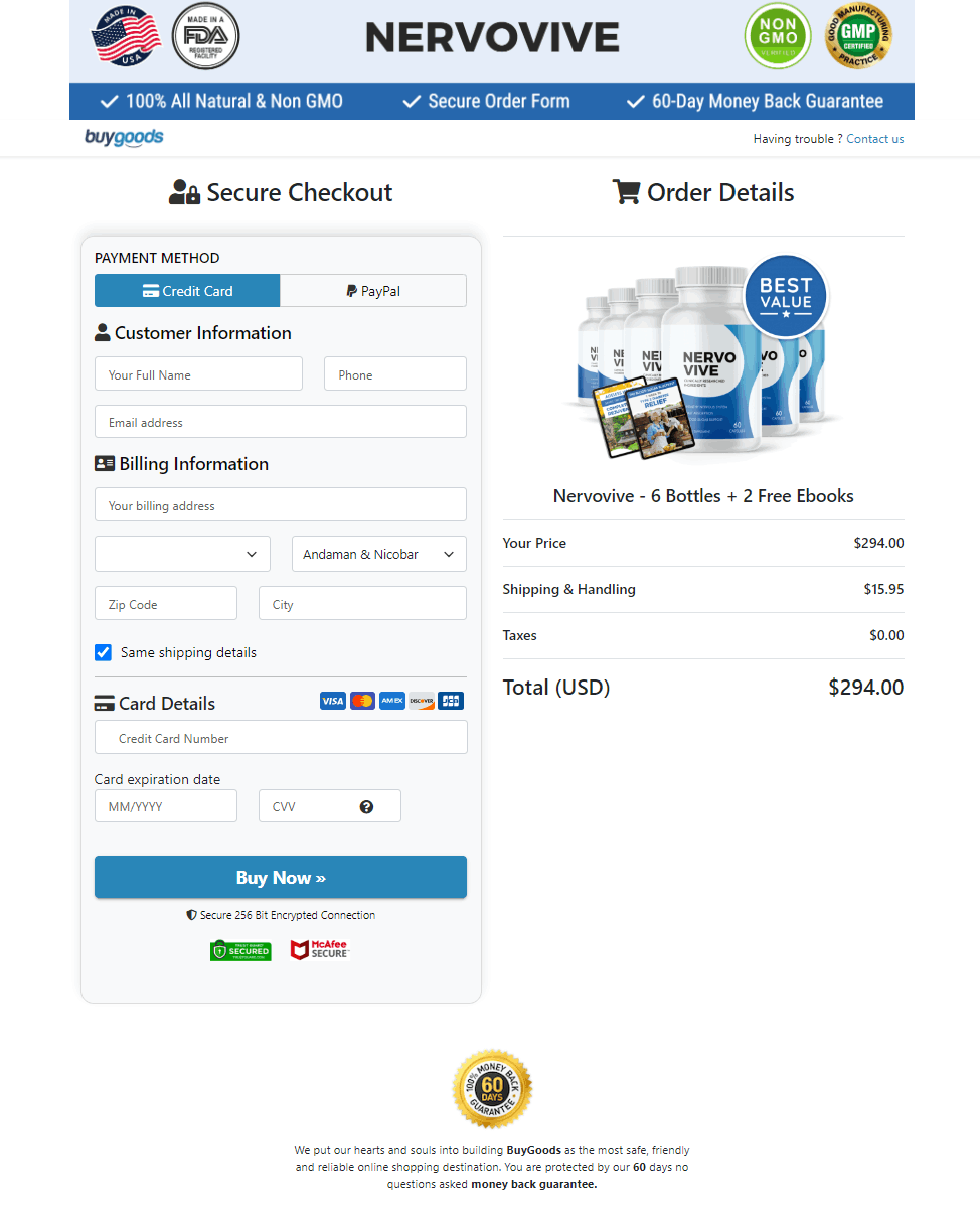 Nervovive Secure Order Form